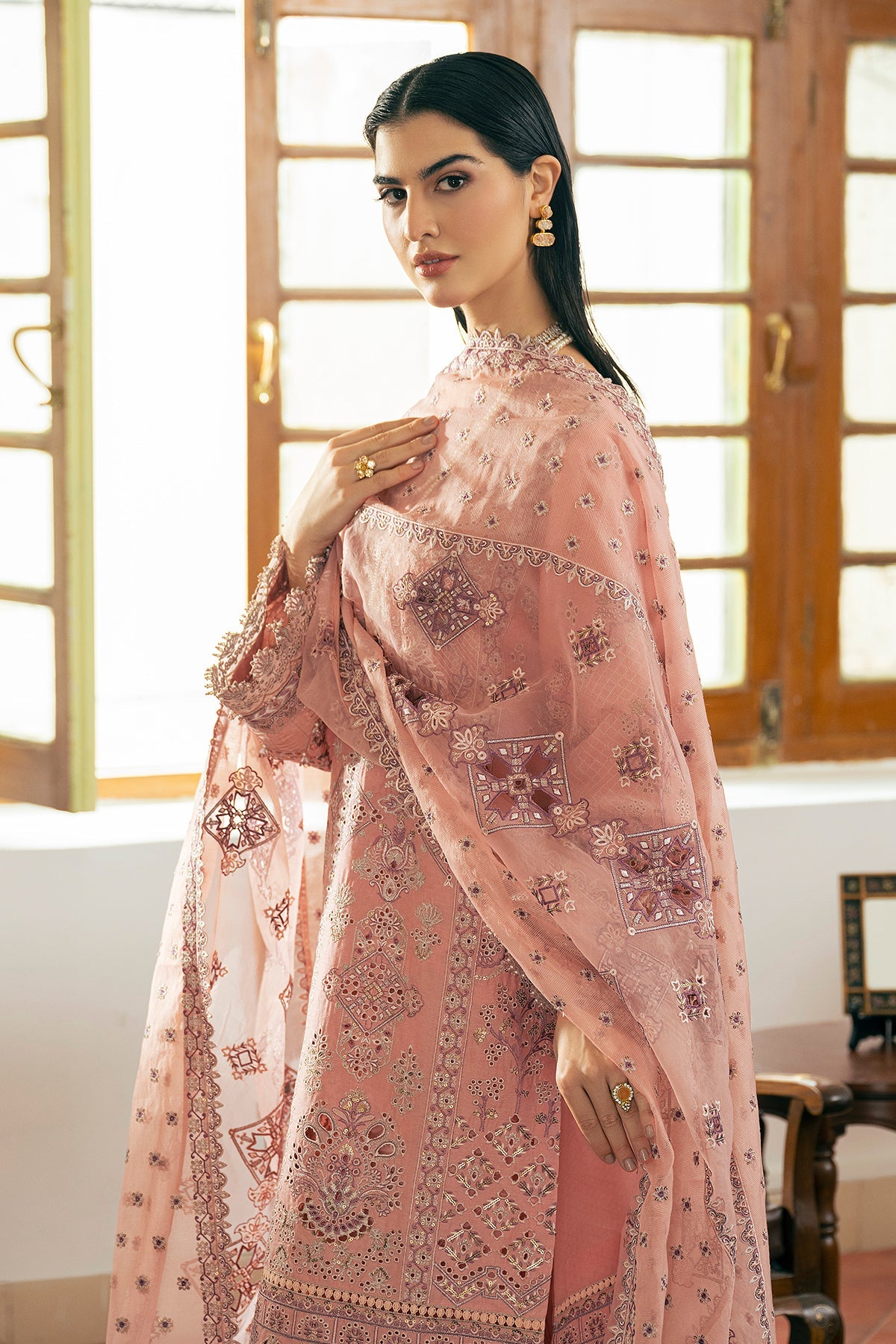 Shop Now, D-08 - Embroidered Swiss Lawn 2023 - Baroque - Shahana Collection UK - Wedding and Bridal Party Dresses