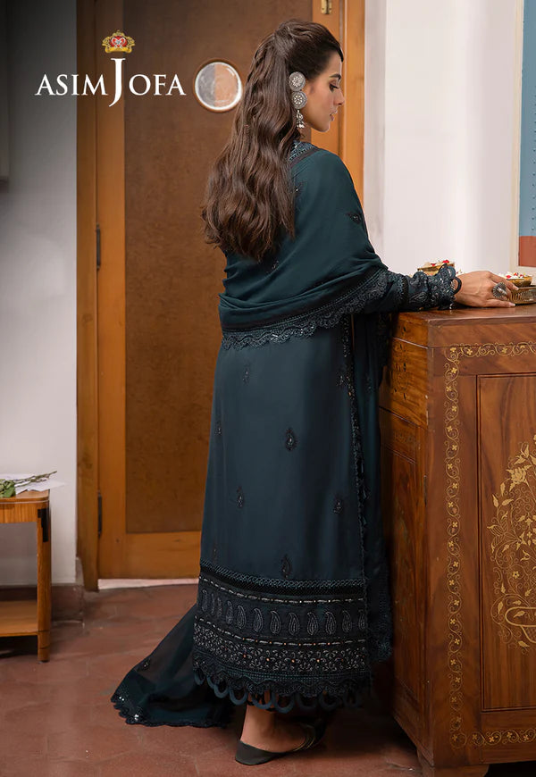 Buy Now- D#13 Silk Lawn - Shadow Work Collection 2023 - Shahana Collection UK - Asim Jofa - Wedding and Bridal party dresses