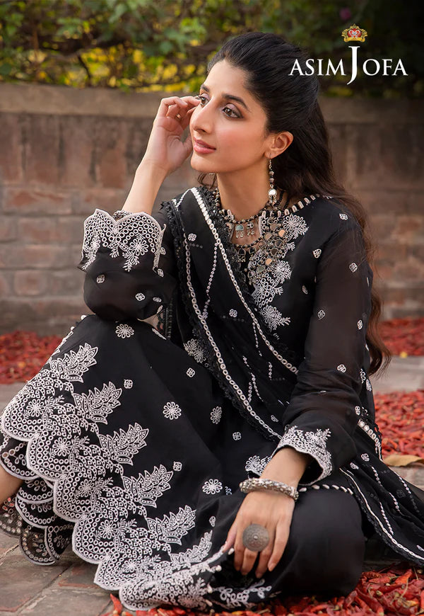 Buy Now- D#19 Silk Lawn - Shadow Work Collection 2023 - Shahana Collection UK - Asim Jofa - Wedding and Bridal party dresses