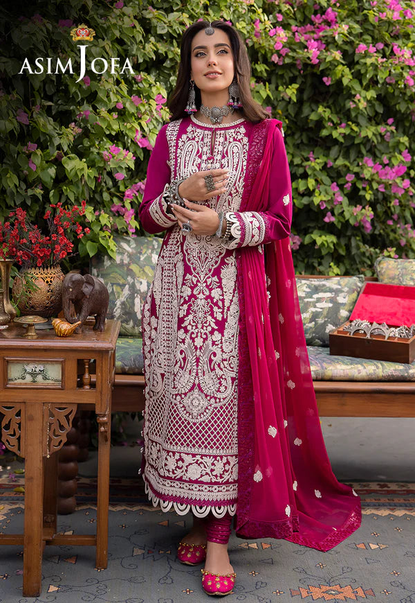 Buy Now- D#18 Silk Lawn - Shadow Work Collection 2023 - Shahana Collection UK - Asim Jofa - Wedding and Bridal party dresses