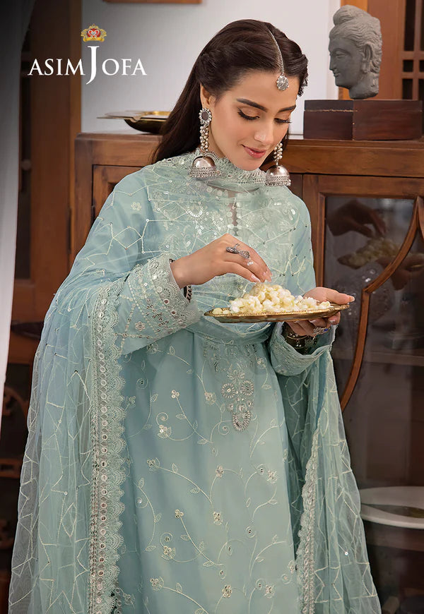 Buy Now- D#12 Silk Lawn - Shadow Work Collection 2023 - Shahana Collection UK - Asim Jofa - Wedding and Bridal party dresses
