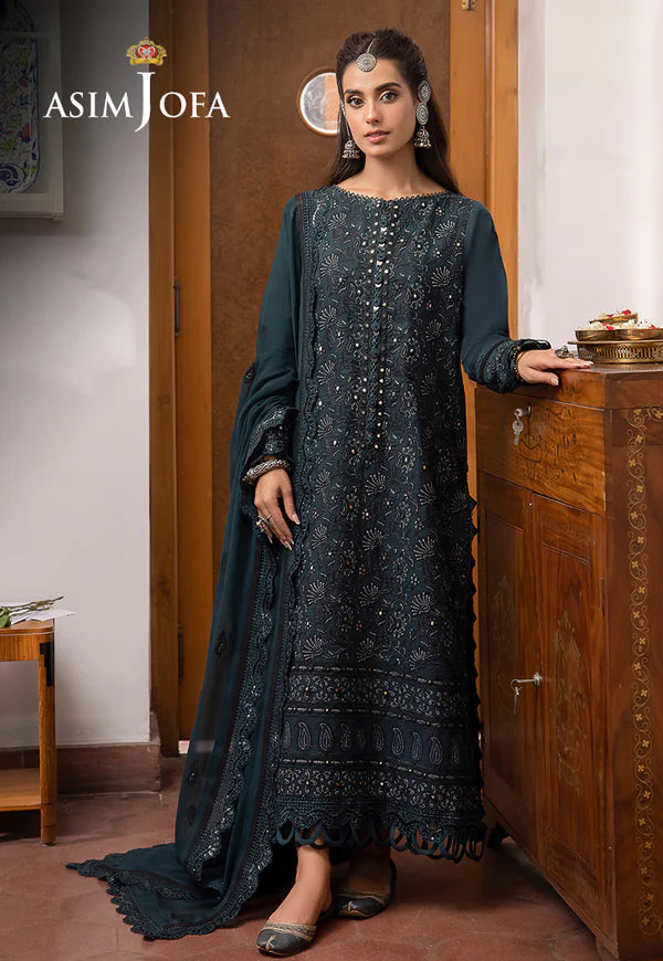 Buy Now- D#13 Silk Lawn - Shadow Work Collection 2023 - Shahana Collection UK - Asim Jofa - Wedding and Bridal party dresses