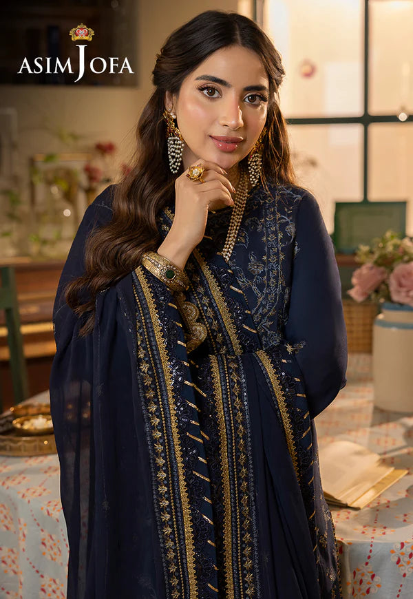 Buy Now- D#30 Silk Lawn - Shadow Work Collection 2023 - Shahana Collection UK - Asim Jofa - Wedding and Bridal party dresses