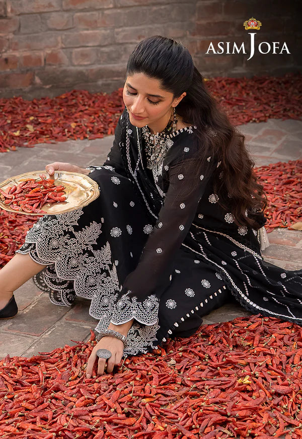 Buy Now- D#19 Silk Lawn - Shadow Work Collection 2023 - Shahana Collection UK - Asim Jofa - Wedding and Bridal party dresses