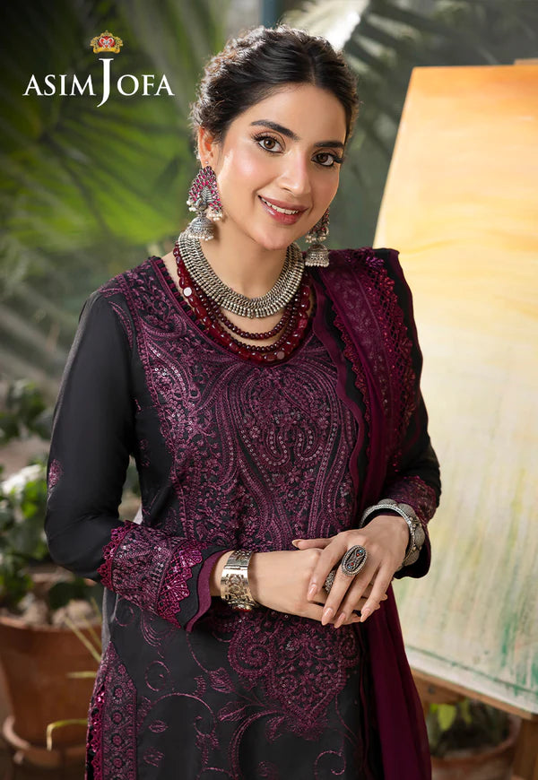Buy Now- D#16 Silk Lawn - Shadow Work Collection 2023 - Shahana Collection UK - Asim Jofa - Wedding and Bridal party dresses