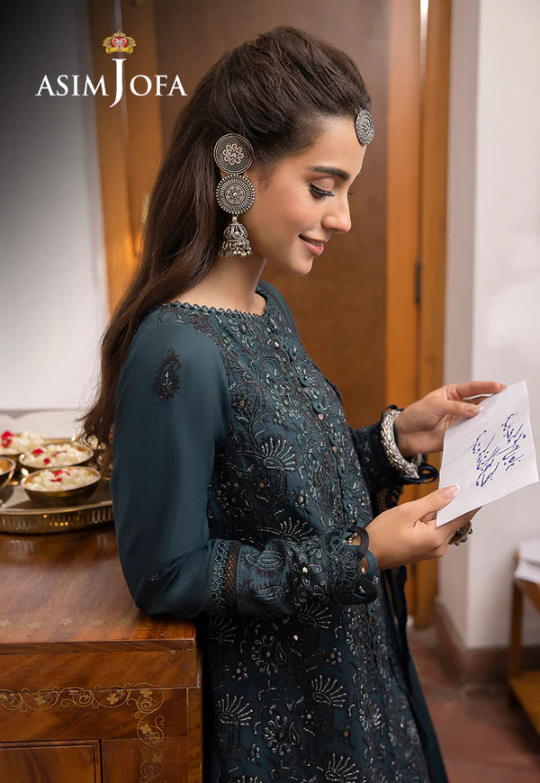 Buy Now- D#13 Silk Lawn - Shadow Work Collection 2023 - Shahana Collection UK - Asim Jofa - Wedding and Bridal party dresses
