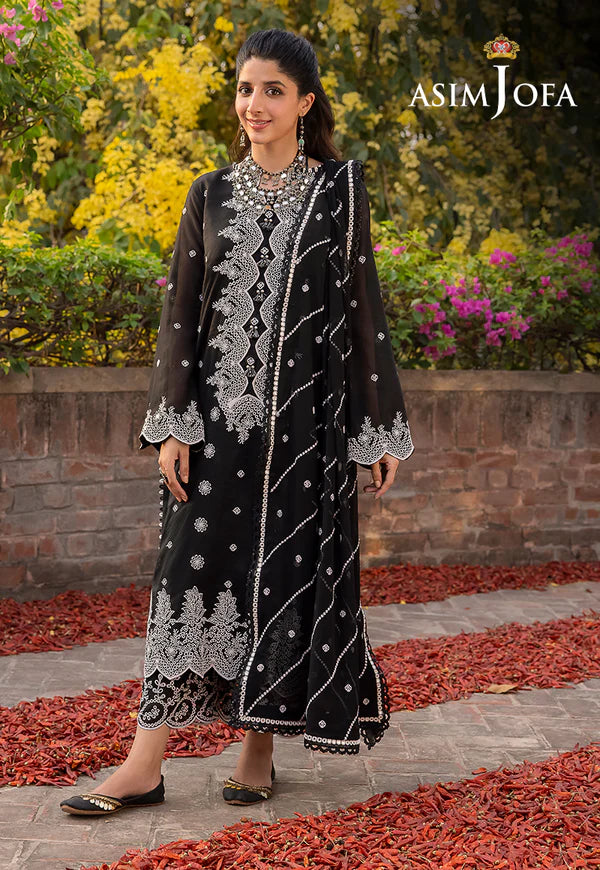 Buy Now- D#19 Silk Lawn - Shadow Work Collection 2023 - Shahana Collection UK - Asim Jofa - Wedding and Bridal party dresses