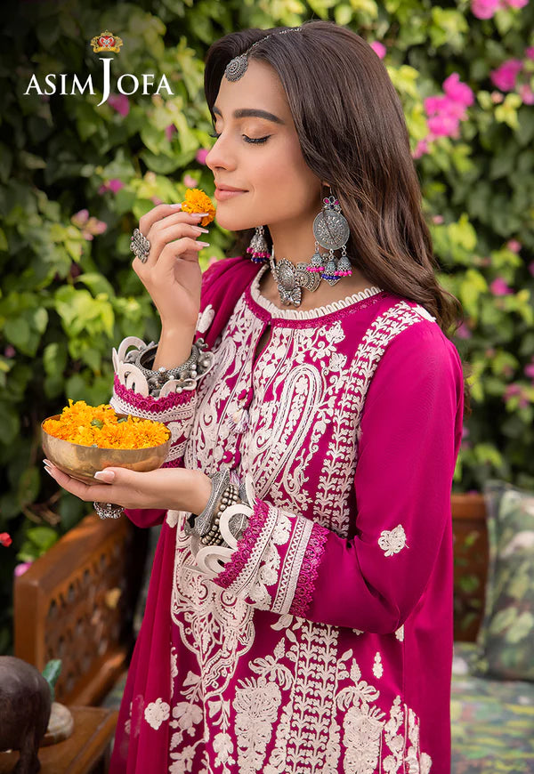Buy Now- D#18 Silk Lawn - Shadow Work Collection 2023 - Shahana Collection UK - Asim Jofa - Wedding and Bridal party dresses