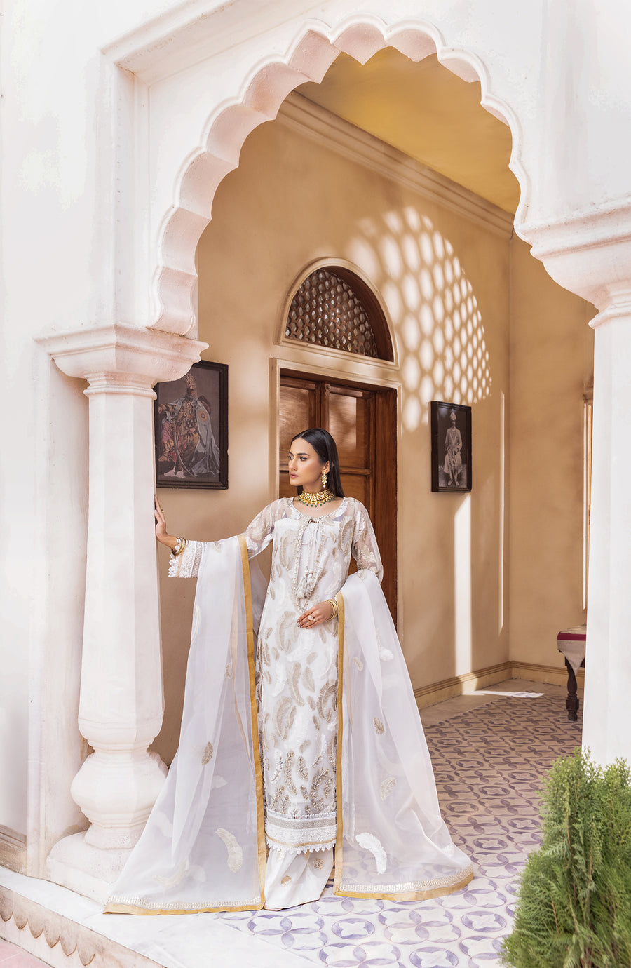 Utsav -WHITE FROST - Premium Chiffon Collection 2023 - Shahana Collection UK