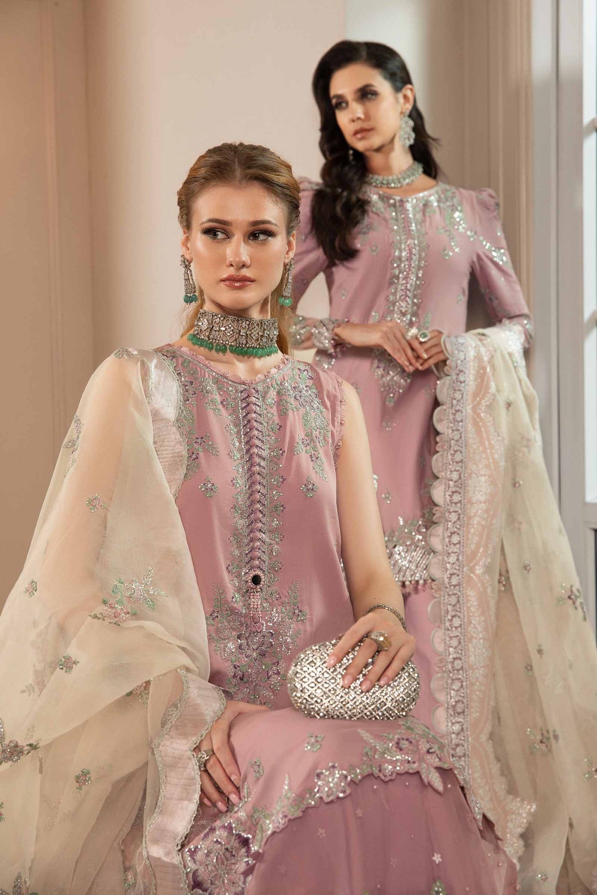 Buy Now, D#10 - Mauve - Maria. B Sateen 2023 - Wedding and Bridal Party Dresses - Pakistani Festive wear - Maria. B in UK - Fall Collection'23