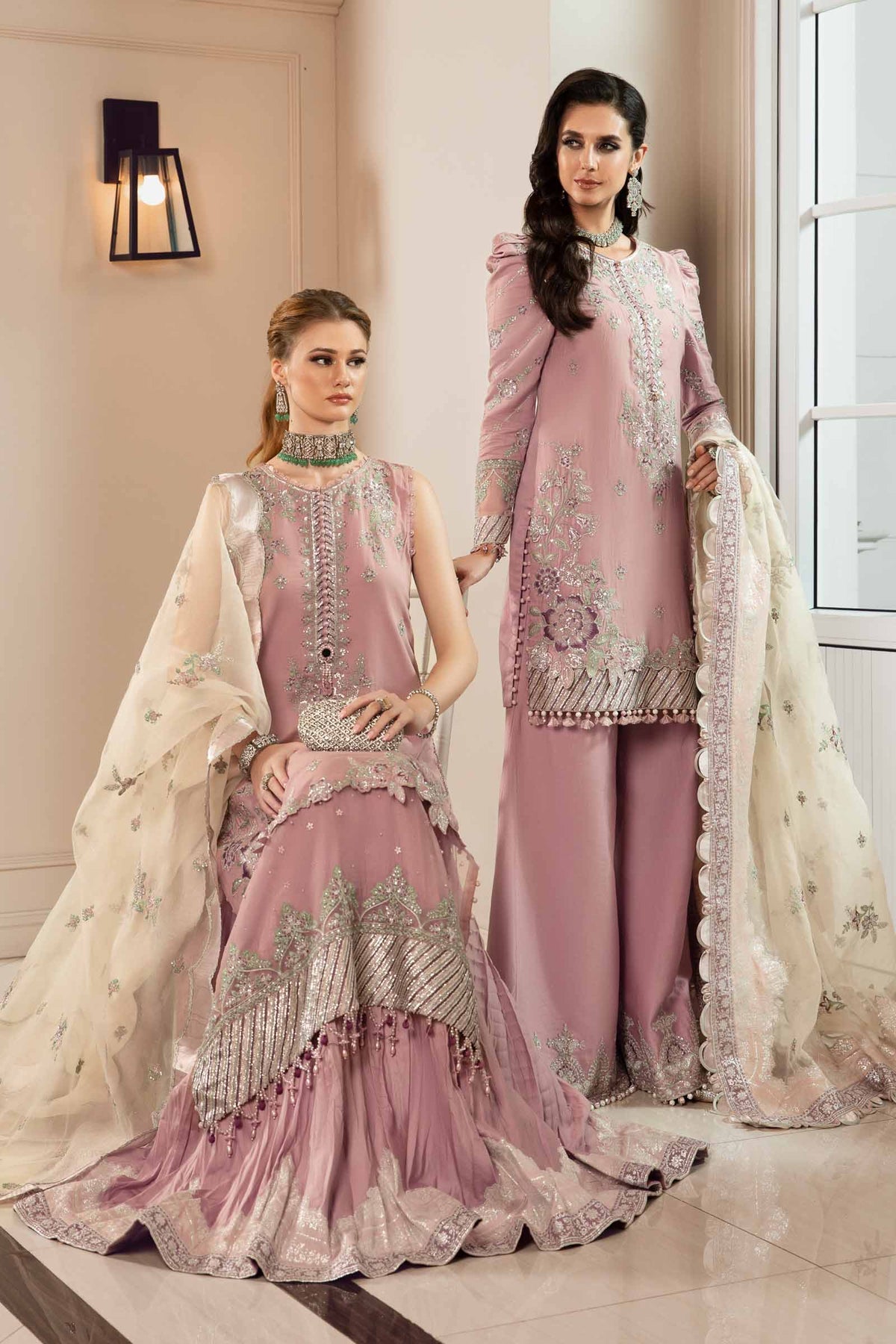 Buy Now, D#10 - Mauve - Maria. B Sateen 2023 - Wedding and Bridal Party Dresses - Pakistani Festive wear - Maria. B in UK - Fall Collection'23