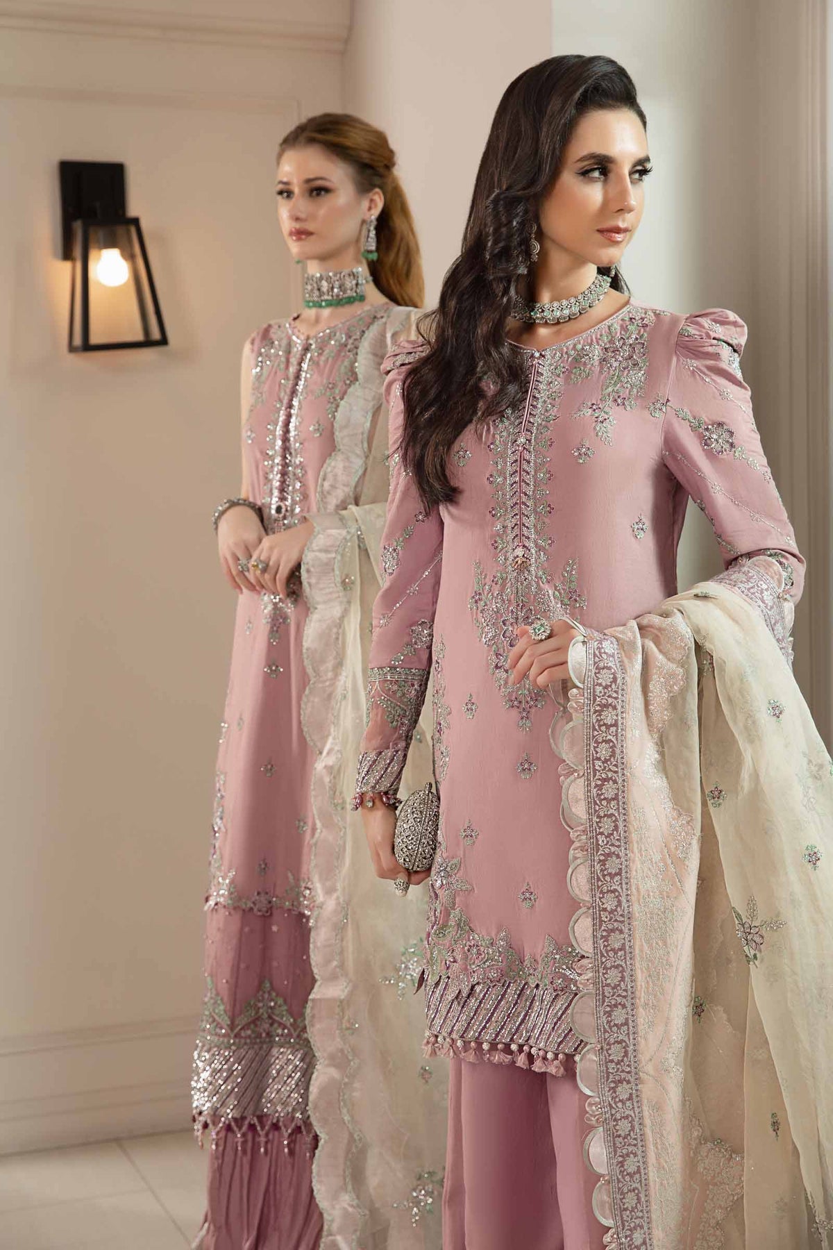 Buy Now, D#10 - Mauve - Maria. B Sateen 2023 - Wedding and Bridal Party Dresses - Pakistani Festive wear - Maria. B in UK - Fall Collection'23