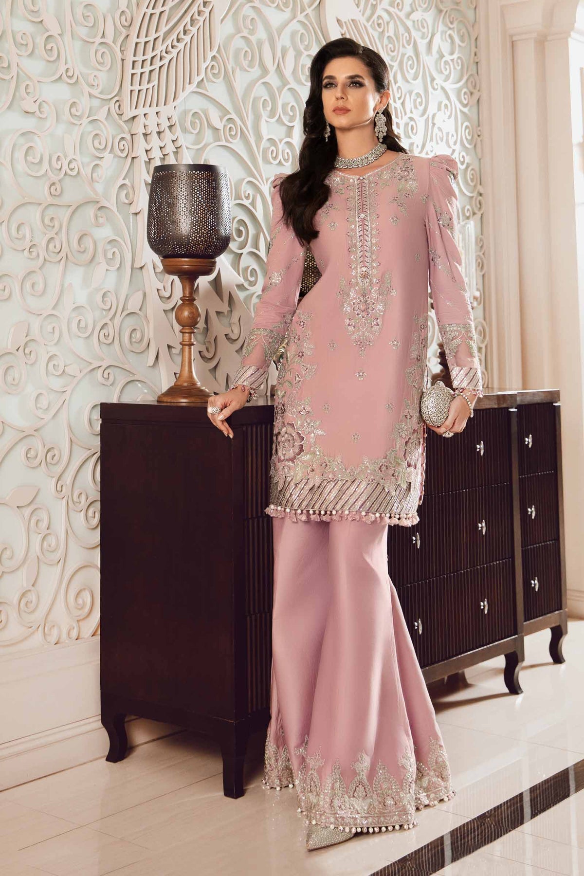 Buy Now, D#10 - Mauve - Maria. B Sateen 2023 - Wedding and Bridal Party Dresses - Pakistani Festive wear - Maria. B in UK - Fall Collection'23