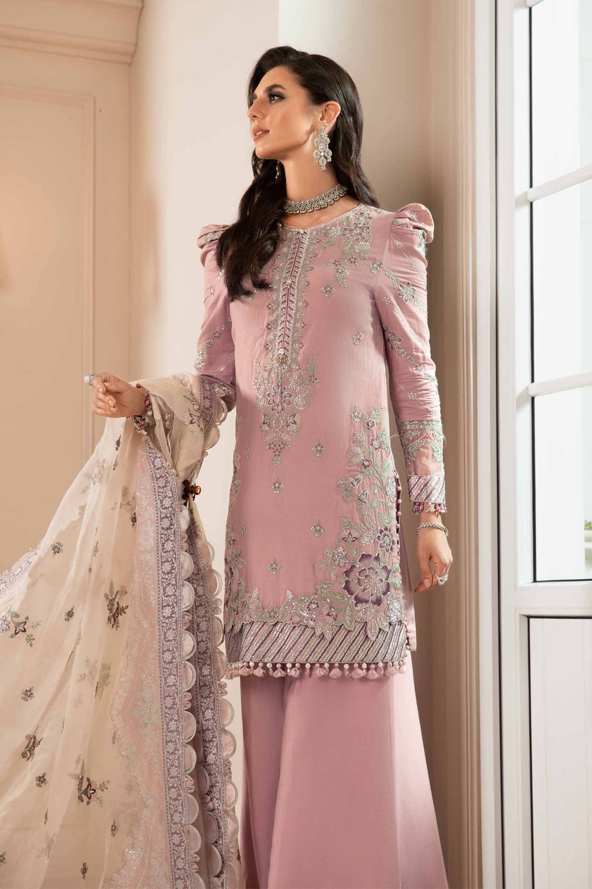 Buy Now, D#10 - Mauve - Maria. B Sateen 2023 - Wedding and Bridal Party Dresses - Pakistani Festive wear - Maria. B in UK - Fall Collection'23
