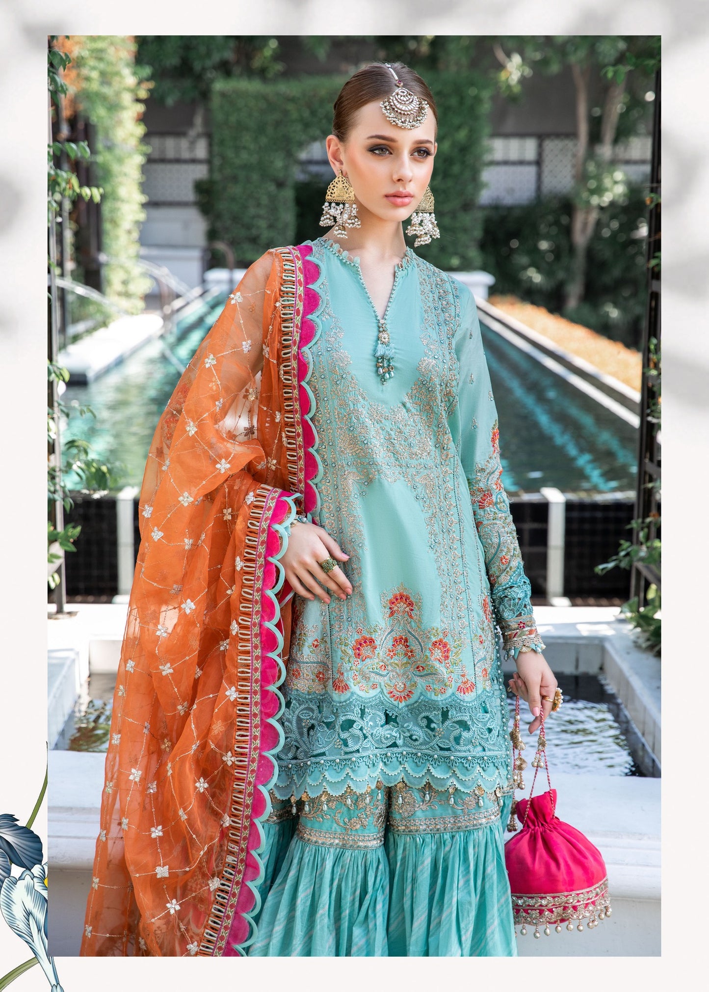 Luxurious Azure - Maria. B Luxury Lawn Eid 2023 - Pakistani Designer Lawn - Wedding bridal and party dresses - Shahana Collection UK - Maria B in UK