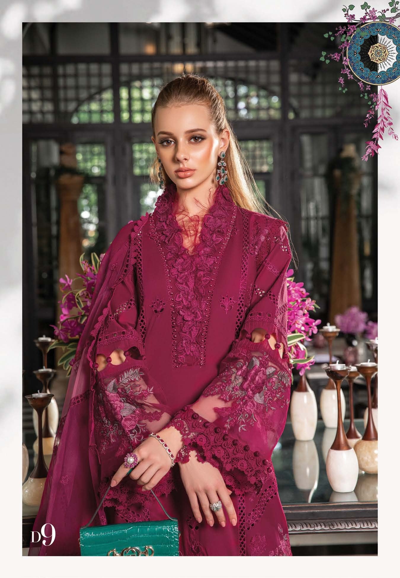 Scenic Scarlet- Maria. B Luxury Lawn Eid 2023 - Pakistani Designer Lawn - Wedding bridal and party dresses - Shahana Collection UK - Maria B in UK
