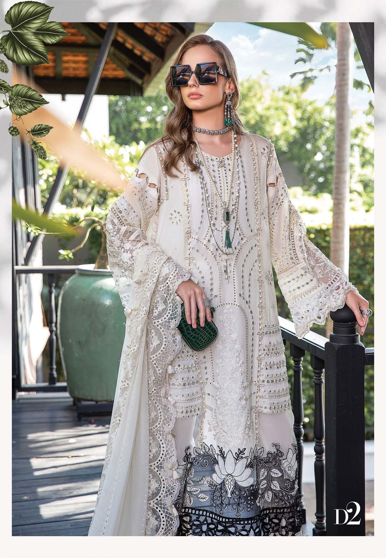Magnificent Alabaster - Maria. B Luxury Lawn Eid 2023 - Pakistani Designer Lawn - Wedding bridal and party dresses - Shahana Collection UK - Maria B in UK