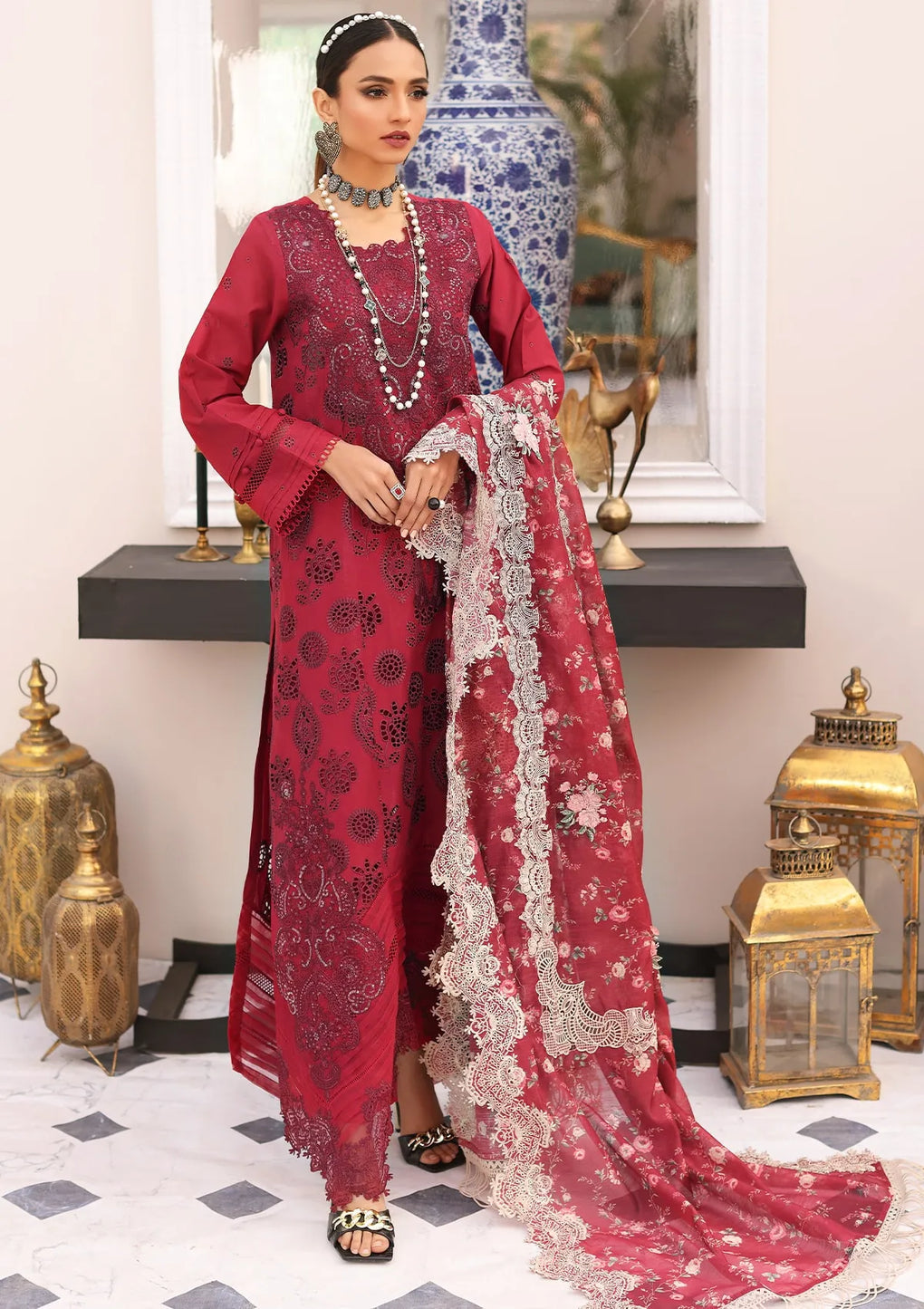 ELC- 02B - Prestige - Elaf Festive Chikankari 2023 - Shahana Collection UK - Eid 2023 - Elaf in UK