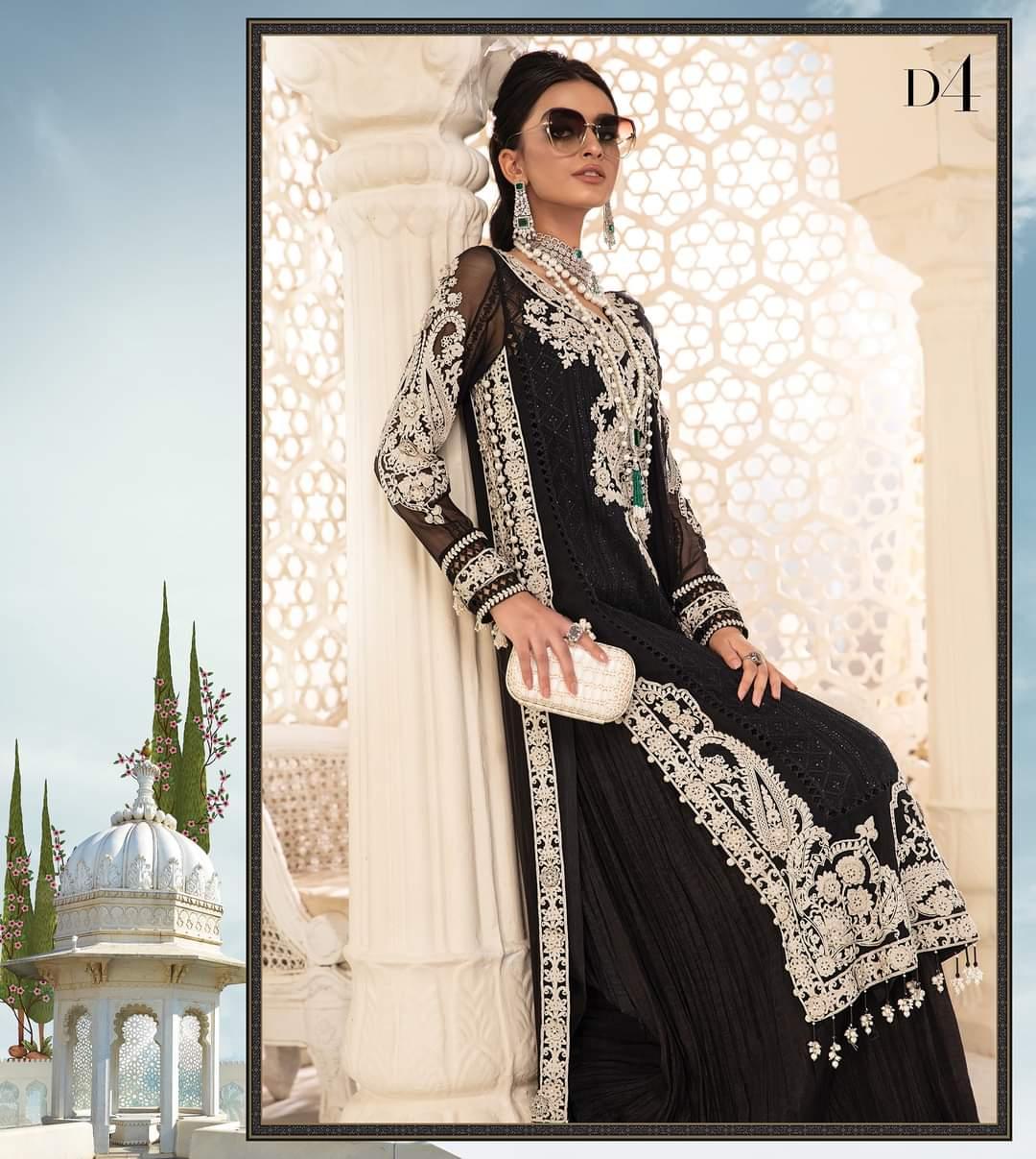 Maria.B Chiffons Collection'22- Design #4- Black and White - Maria.B Chiffons Collection'22- Design #4- Black and White - Shahana Collection