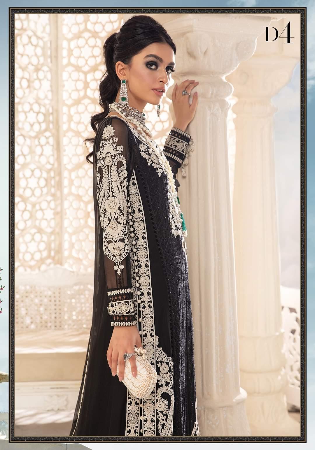 Maria.B Chiffons Collection'22- Design #4- Black and White - Maria.B Chiffons Collection'22- Design #4- Black and White - Shahana Collection