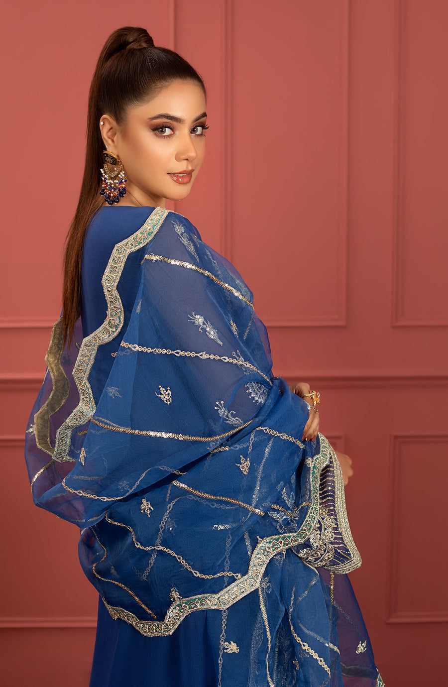 Naazli (FFF-0010)- Mohagney - Premium Chiffon Collection 2023 - Freesia - Shahana Collectio UK - Festive Eid Chiffon'23
