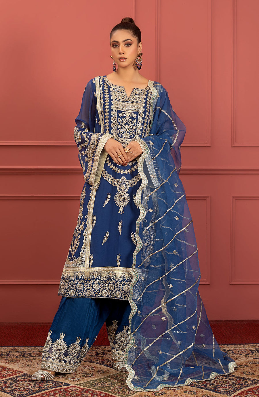 Naazli (FFF-0010)- Mohagney - Premium Chiffon Collection 2023 - Freesia - Shahana Collectio UK - Festive Eid Chiffon'23