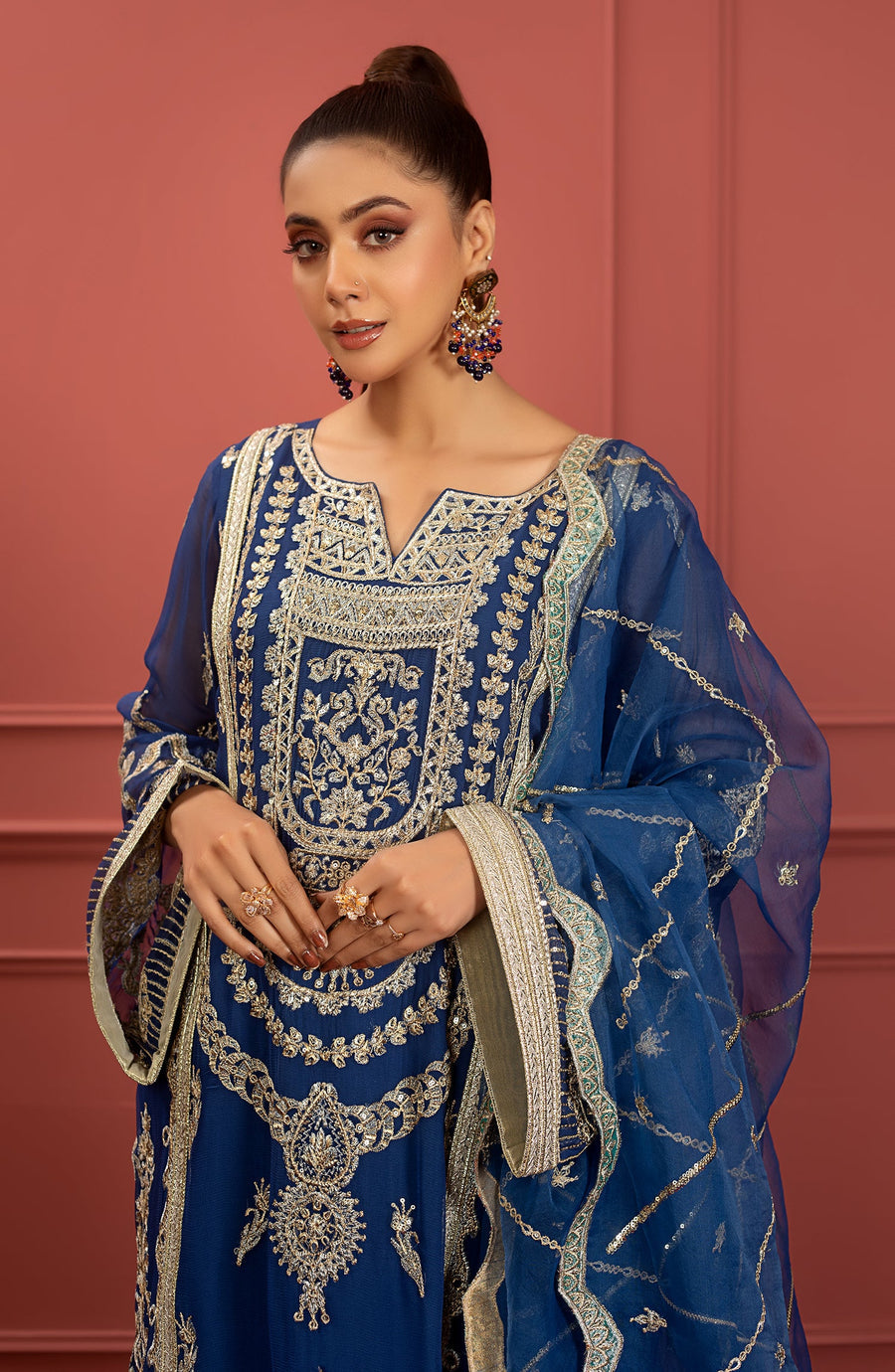 Naazli (FFF-0010)- Mohagney - Premium Chiffon Collection 2023 - Freesia - Shahana Collectio UK - Festive Eid Chiffon'23