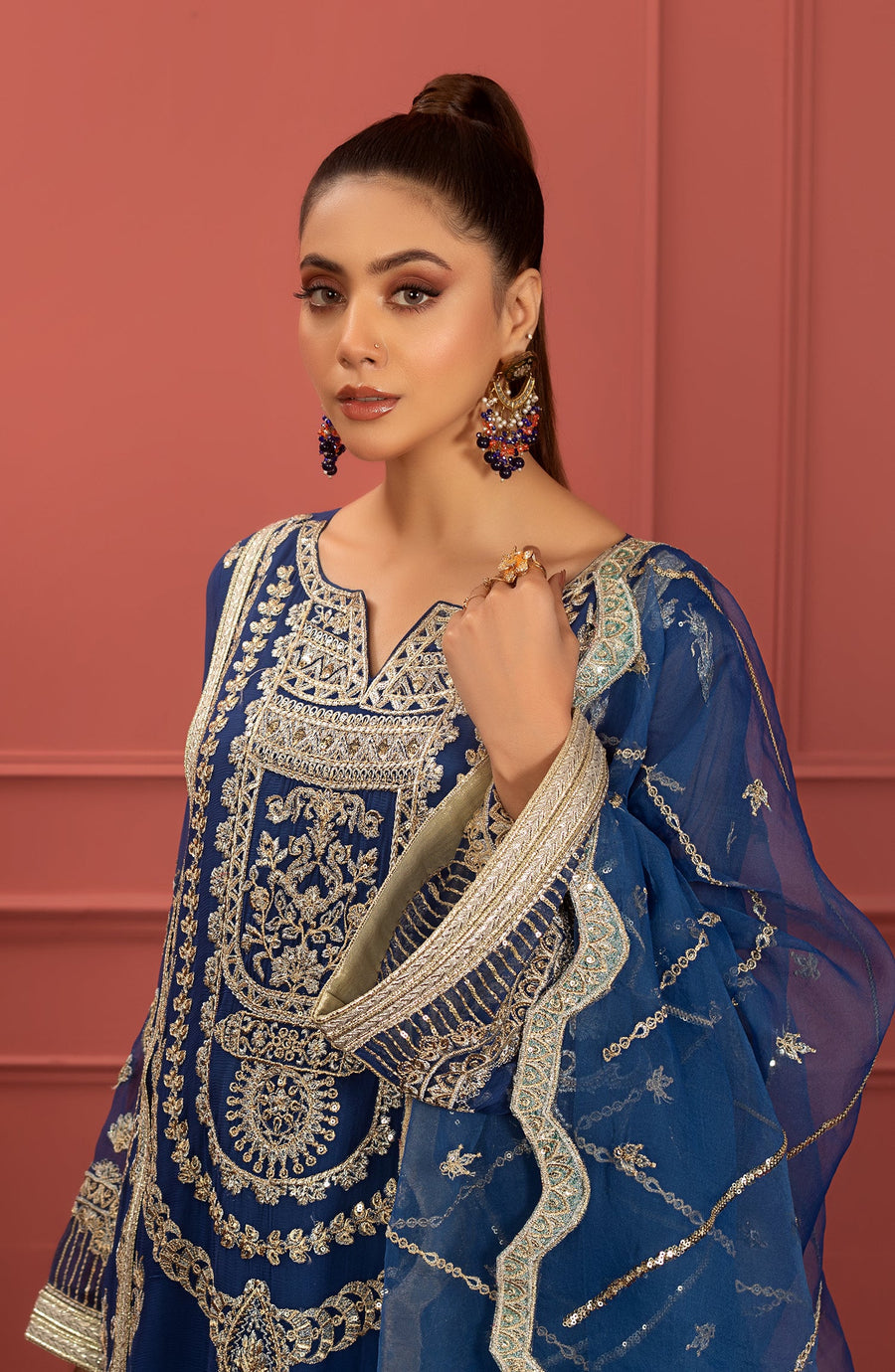 Naazli (FFF-0010)- Mohagney - Premium Chiffon Collection 2023 - Freesia - Shahana Collectio UK - Festive Eid Chiffon'23