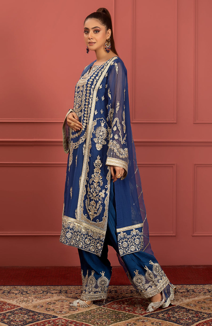 Naazli (FFF-0010)- Mohagney - Premium Chiffon Collection 2023 - Freesia - Shahana Collectio UK - Festive Eid Chiffon'23