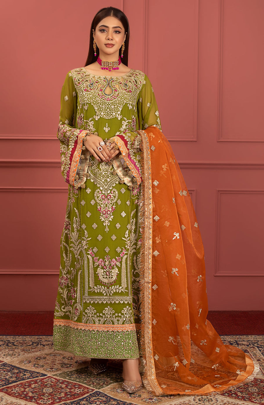 Irum (FFF-0101)- Mohagney - Premium Chiffon Collection 2023 - Freesia - Shahana Collectio UK - Festive Eid Chiffon'23