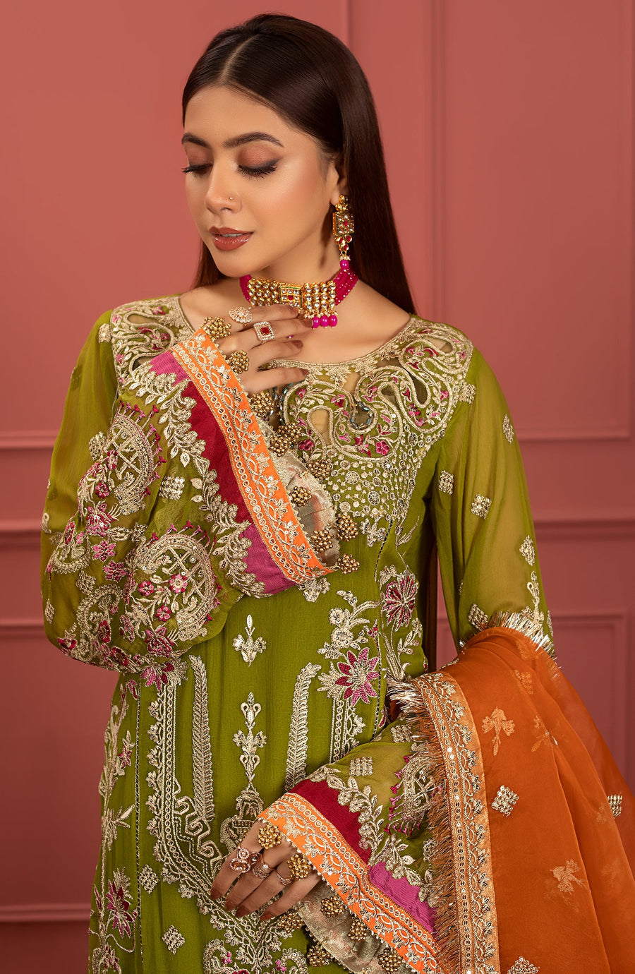 Irum (FFF-0101)- Mohagney - Premium Chiffon Collection 2023 - Freesia - Shahana Collectio UK - Festive Eid Chiffon'23