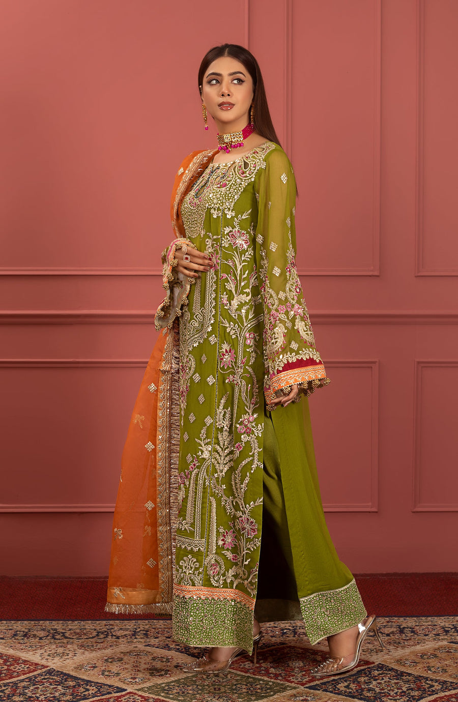 Irum (FFF-0101)- Mohagney - Premium Chiffon Collection 2023 - Freesia - Shahana Collectio UK - Festive Eid Chiffon'23