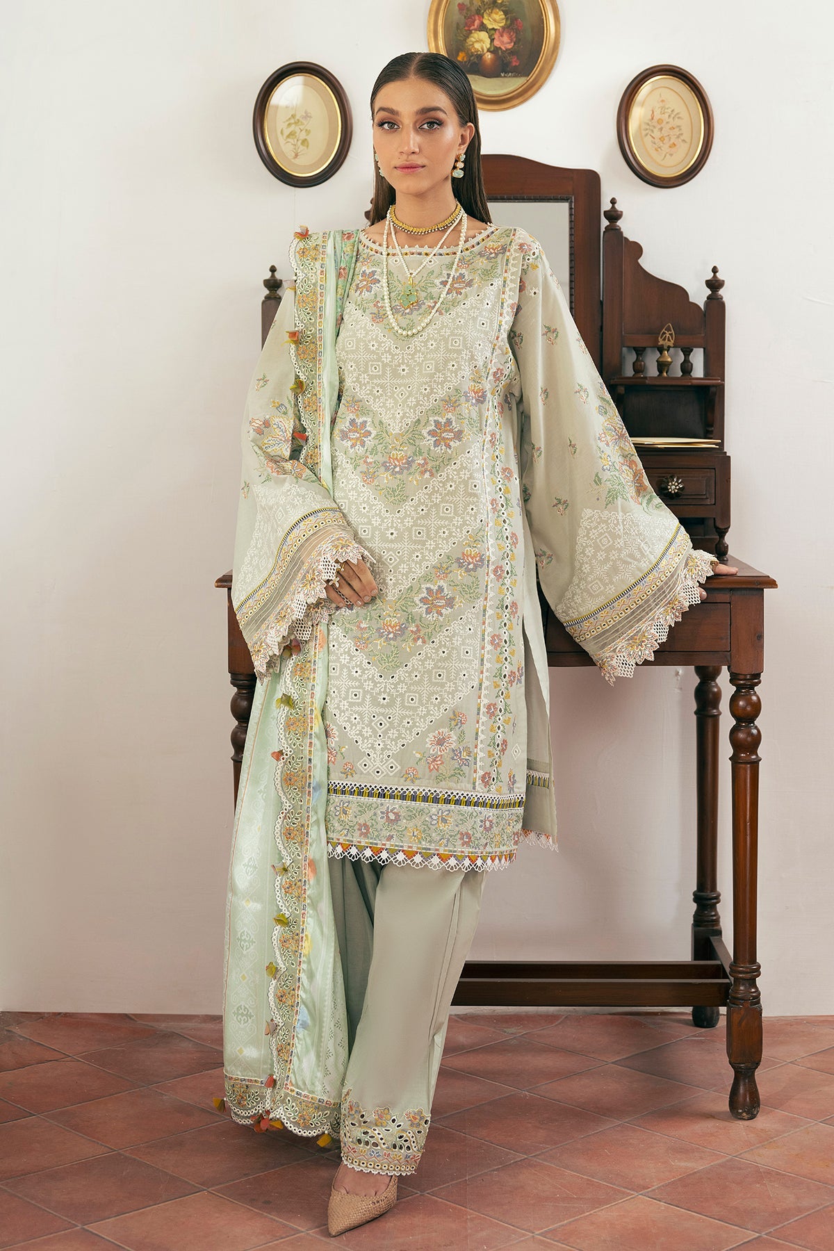 Shop Now, D-07 - Embroidered Swiss Lawn 2023 - Baroque - Shahana Collection UK - Wedding and Bridal Party Dresses 