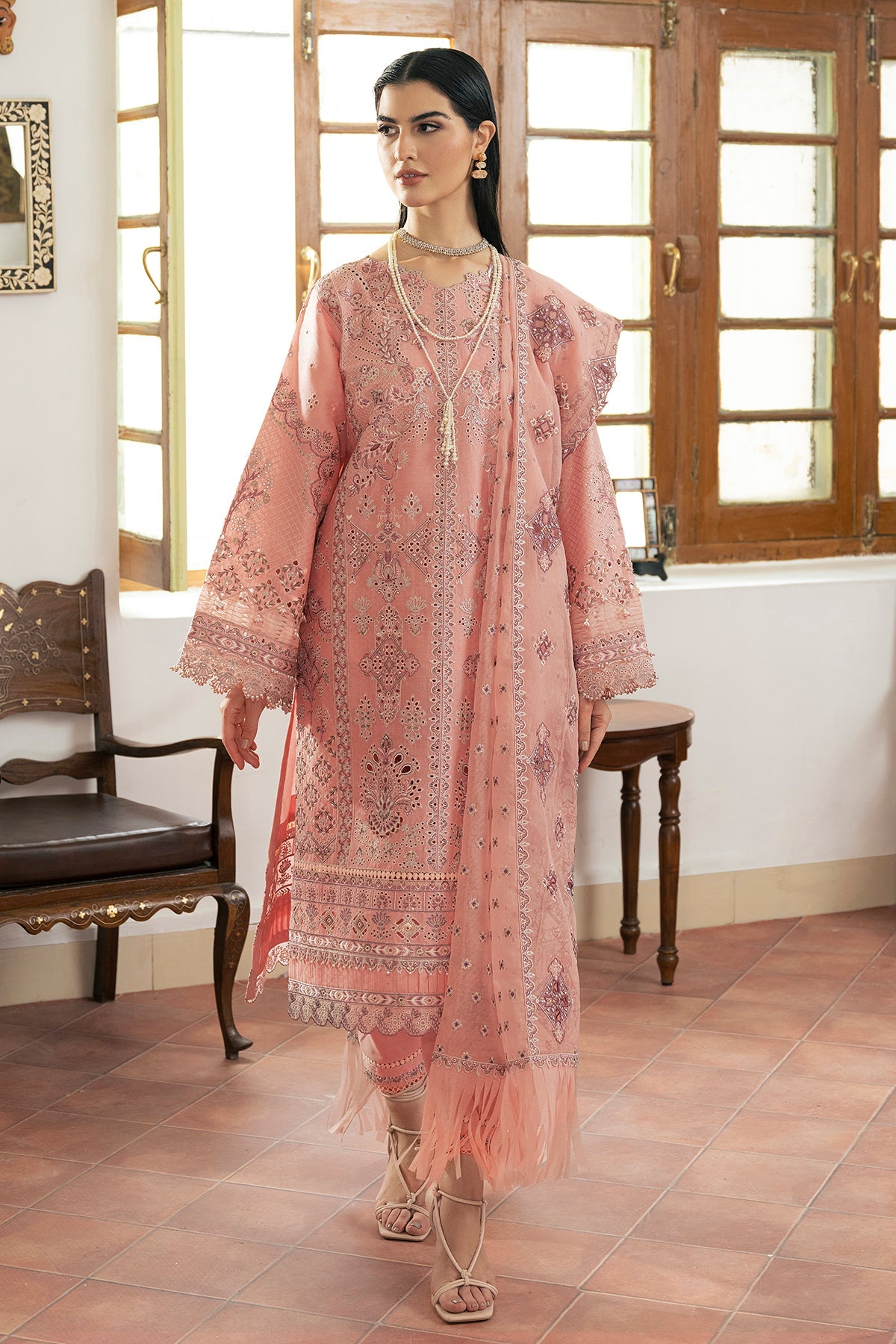 Shop Now, D-08 - Embroidered Swiss Lawn 2023 - Baroque - Shahana Collection UK - Wedding and Bridal Party Dresses 