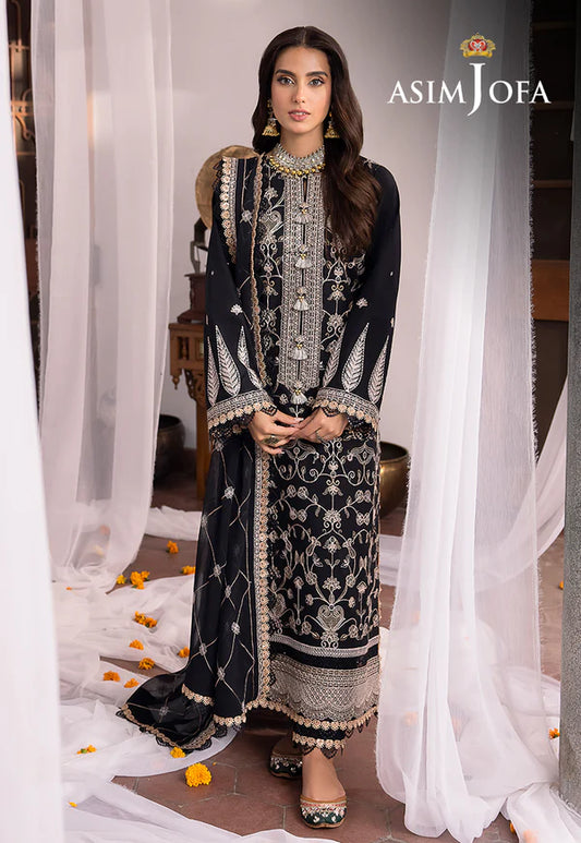 Buy Now- D#27 Silk Lawn - Shadow Work Collection 2023 - Shahana Collection UK - Asim Jofa - Wedding and Bridal party dresses 