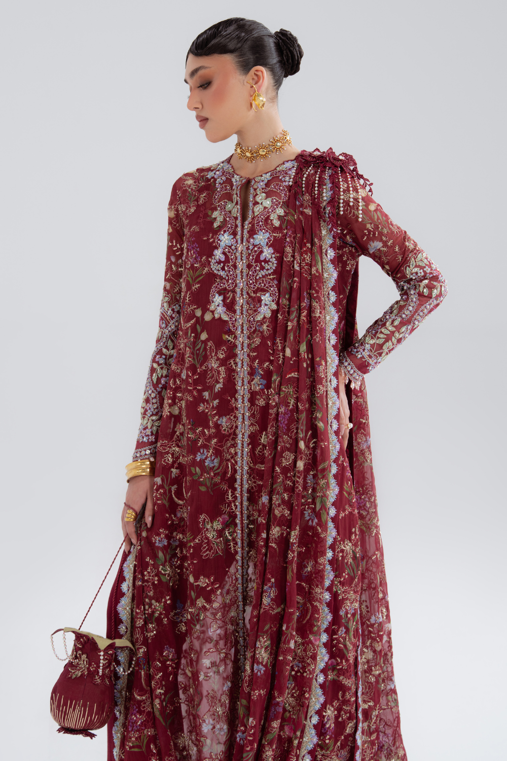 Saaz by Soraya Official Draped Jacket Suit - Shahana Collection UK