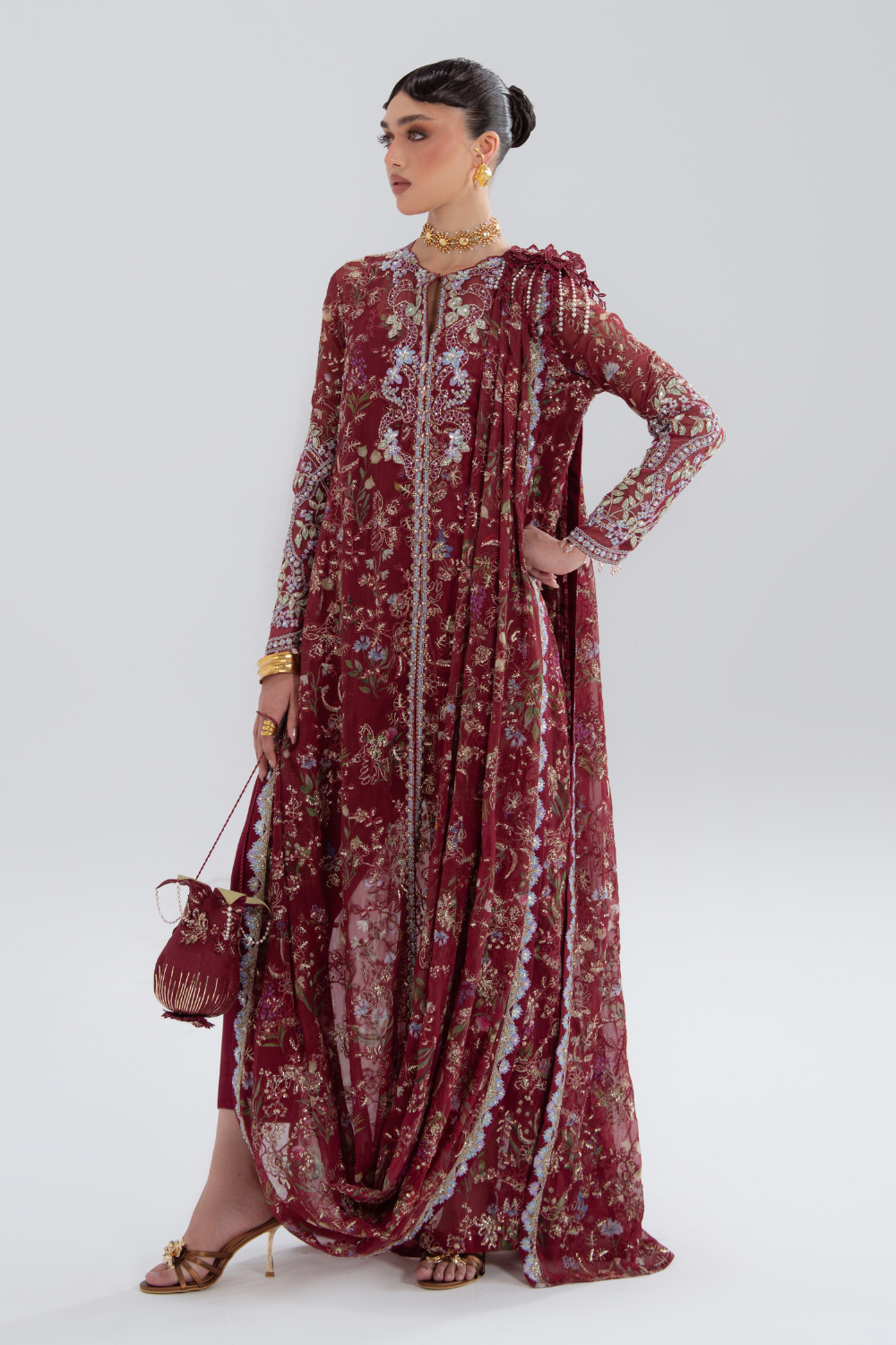 Saaz by Soraya Official Draped Jacket Suit - Shahana Collection UK