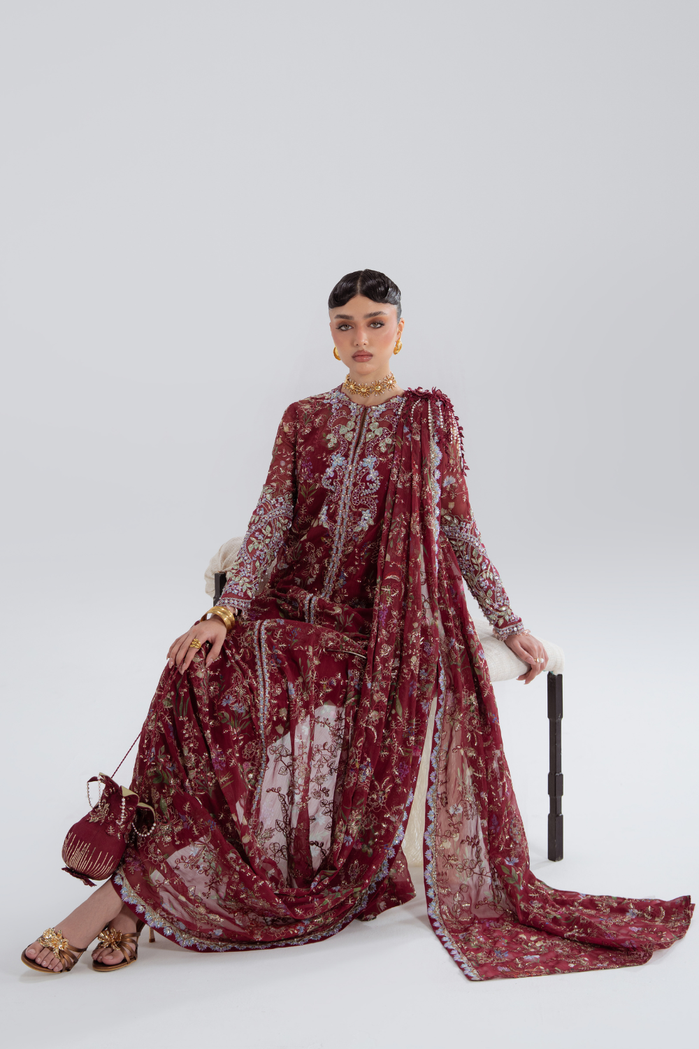 Saaz by Soraya Official Draped Jacket Suit - Shahana Collection UK