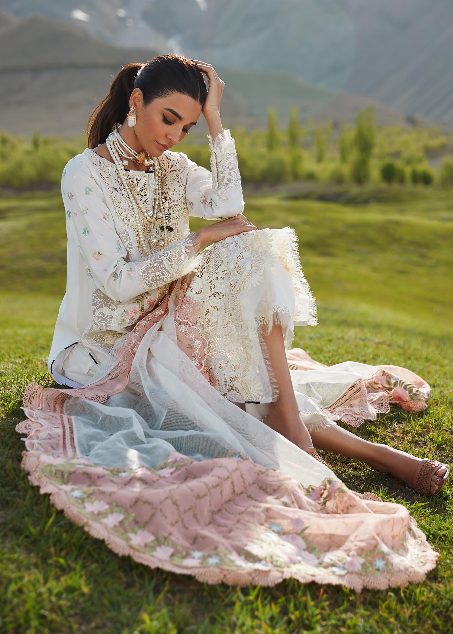 Shop Now, Summer in the Meadows D1A - Luxe Lawn by Saira Shakira 2023 - Crimson - Shahana Collection UK - Wedding and Bridal Party Dresses - Eid Edit 2023