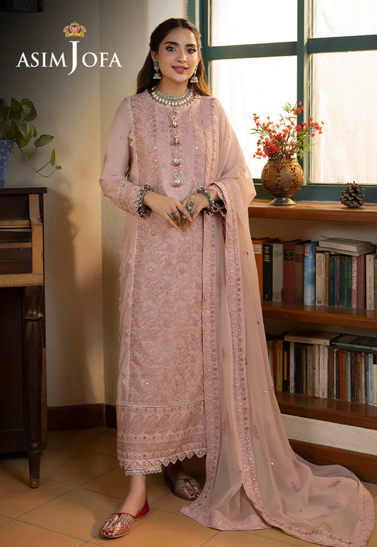 Buy Now- D#7 Silk Lawn - Shadow Work Collection 2023 - Shahana Collection UK - Asim Jofa - Wedding and Bridal party dresses 