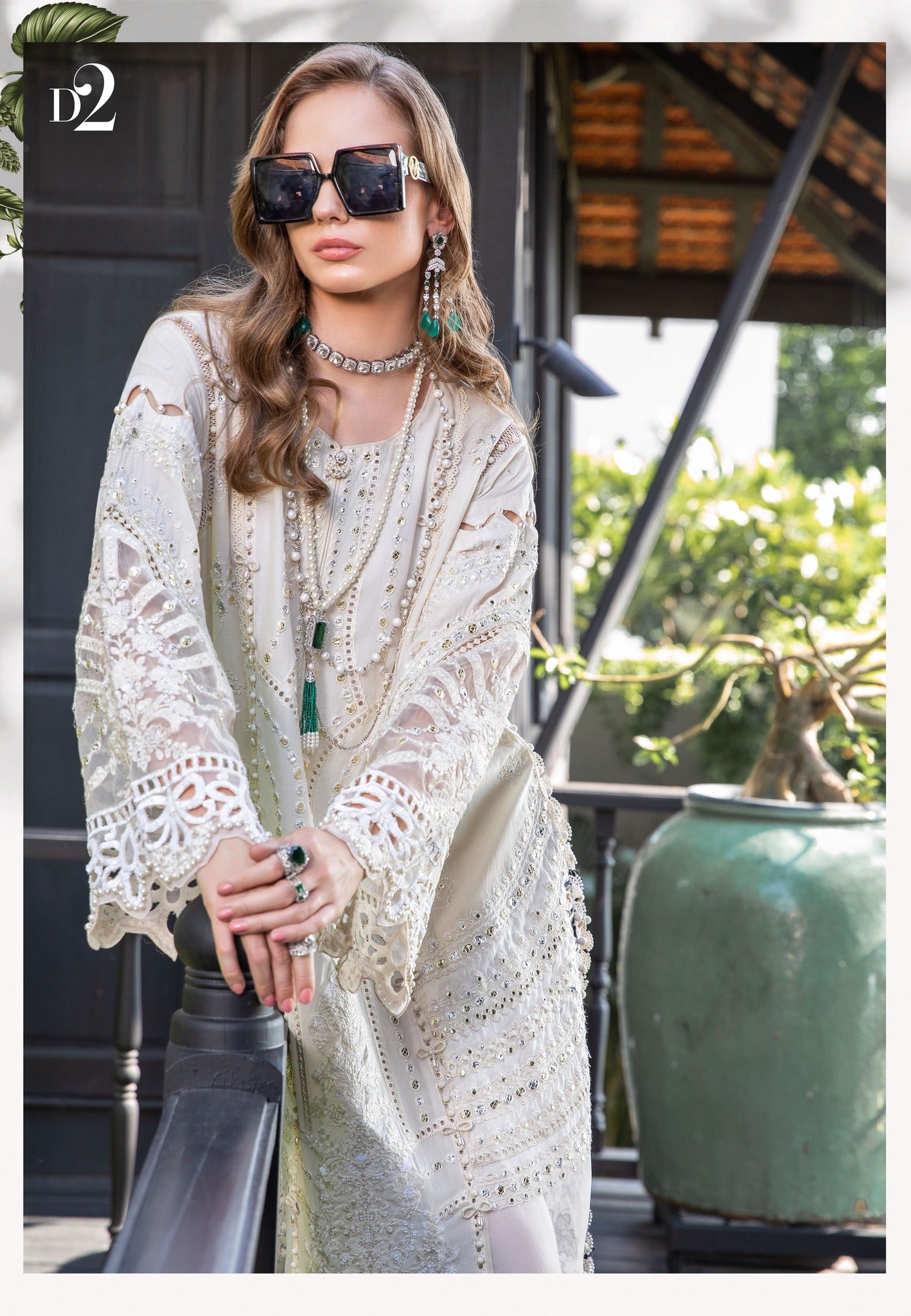 Magnificent Alabaster - Maria. B Luxury Lawn Eid 2023 - Pakistani Designer Lawn - Wedding bridal and party dresses - Shahana Collection UK - Maria B in UK 