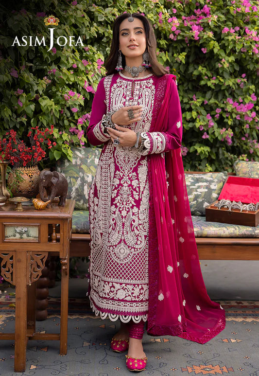 Buy Now- D#18 Silk Lawn - Shadow Work Collection 2023 - Shahana Collection UK - Asim Jofa - Wedding and Bridal party dresses 
