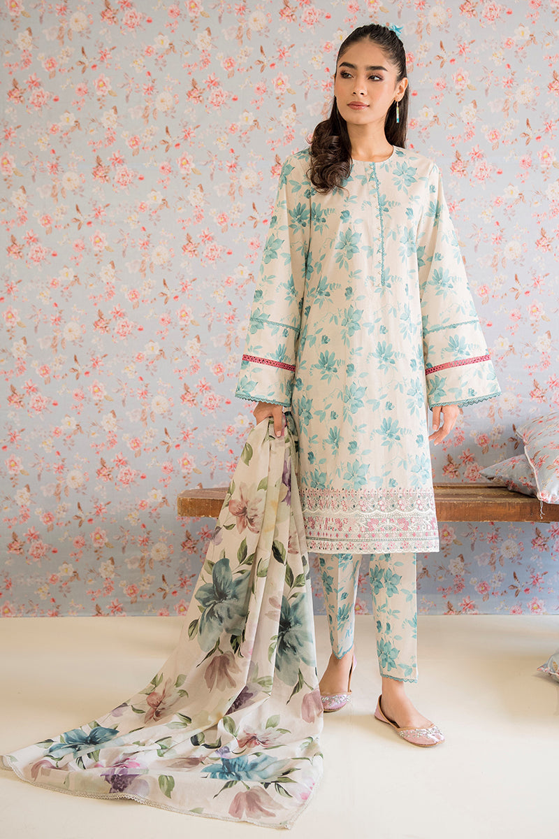 Buy Now - Blue Mist - Petals and Prints - Lawn Collection 2023 - Cross Stitch - Shahana Collection UK - Wedding and Bridal Party Dresses 
