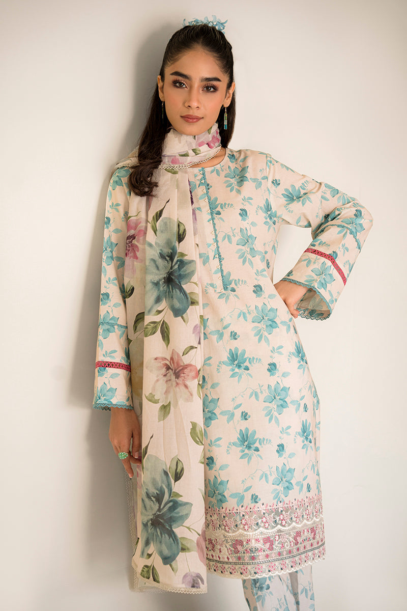 Buy Now - Blue Mist - Petals and Prints - Lawn Collection 2023 - Cross Stitch - Shahana Collection UK - Wedding and Bridal Party Dresses 