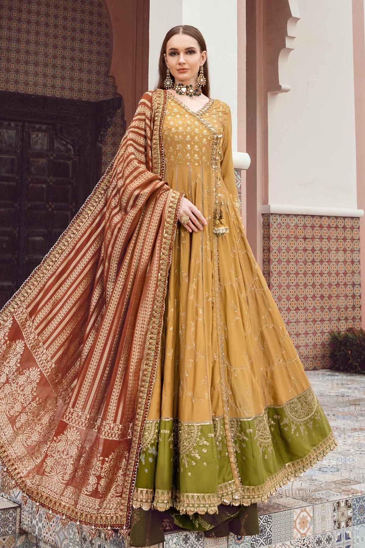 Buy Now, D#2 - Mustard - Maria. B Sateen 2023 - Wedding and Bridal Party Dresses - Wedding Festive 2023 - Maria. B in UK 