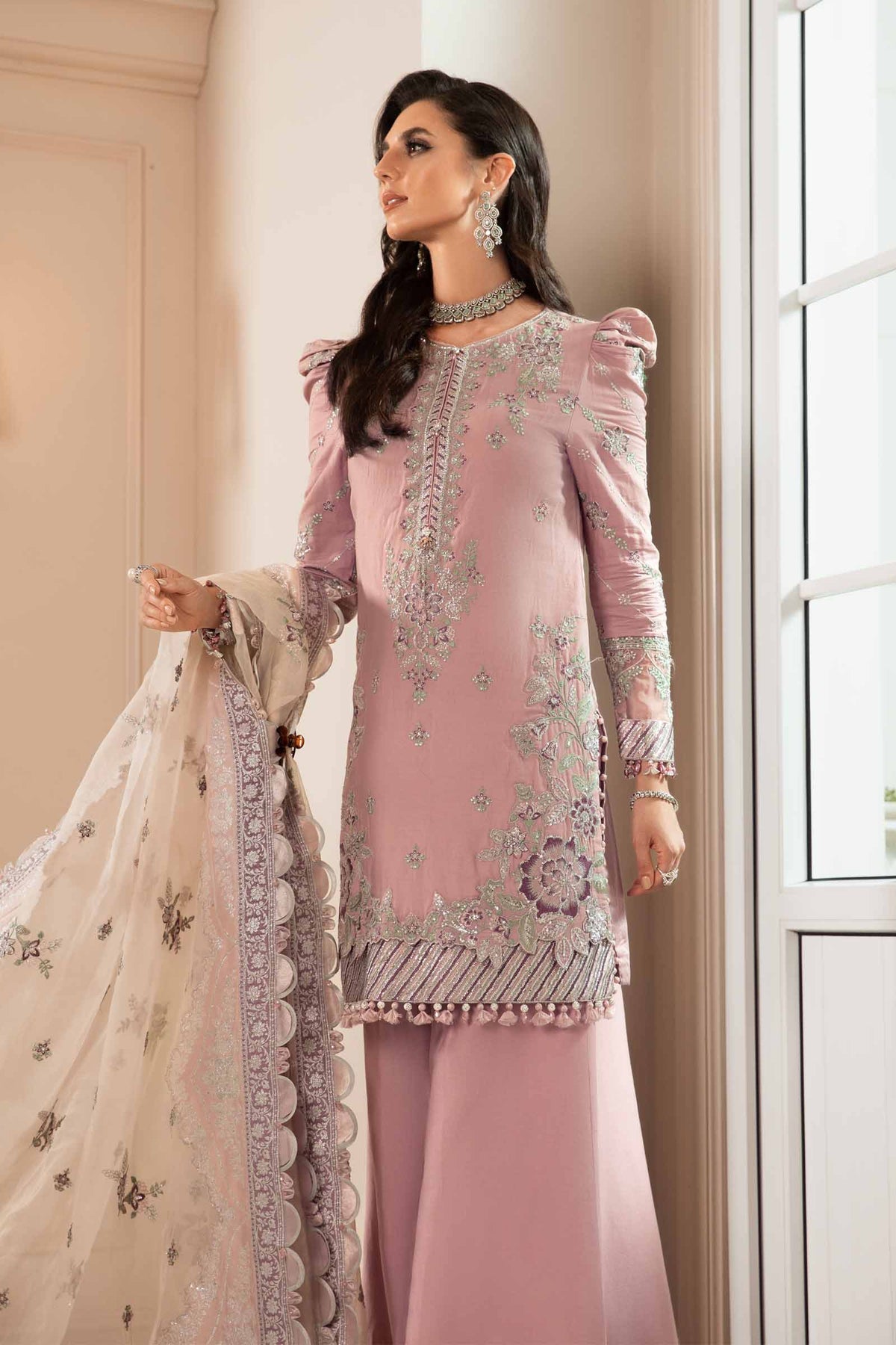 Buy Now, D#10 - Mauve - Maria. B Sateen 2023 - Wedding and Bridal Party Dresses -  Pakistani Festive wear - Maria. B in UK - Fall Collection'23