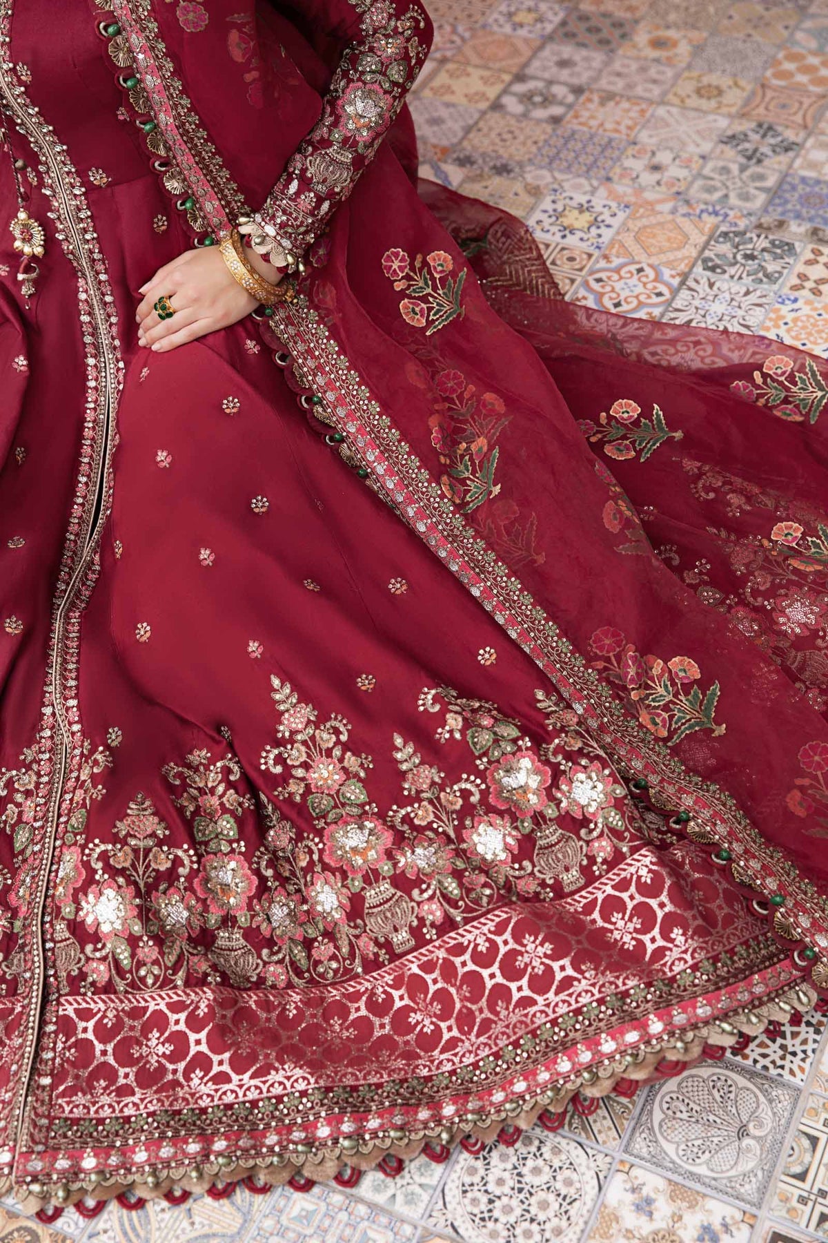 Buy Now, D#8 - Maroon - Maria. B Sateen 2023 - Wedding and Bridal Party Dresses -  Pakistani Festive wear - Maria. B in UK - Fall Collection'23