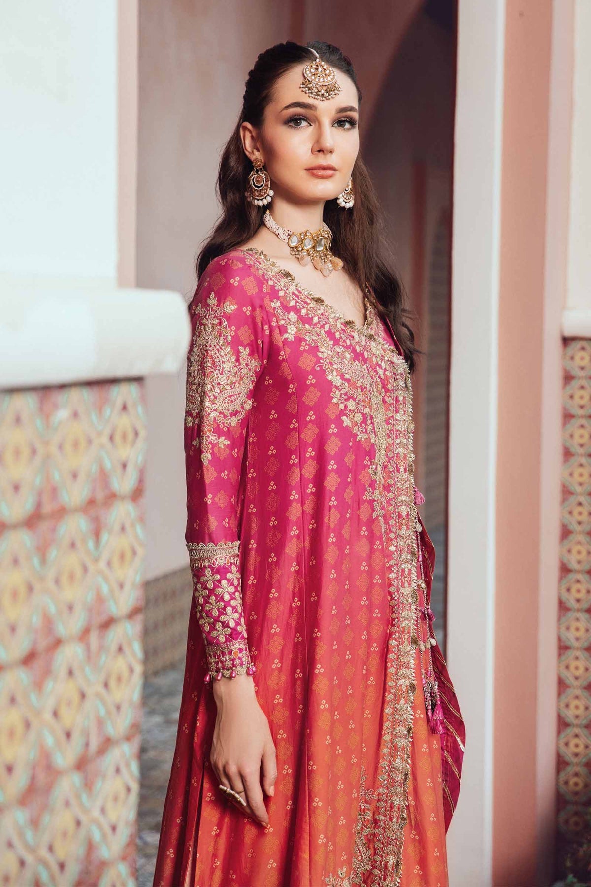 Buy Now, D#9 - Fuschia Pink - Maria. B Sateen 2023 - Wedding and Bridal Party Dresses -  Pakistani Festive wear - Maria. B in UK - Fall Collection'23