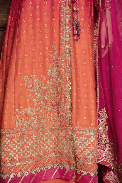 Buy Now, D#9 - Fuschia Pink - Maria. B Sateen 2023 - Wedding and Bridal Party Dresses -  Pakistani Festive wear - Maria. B in UK - Fall Collection'23