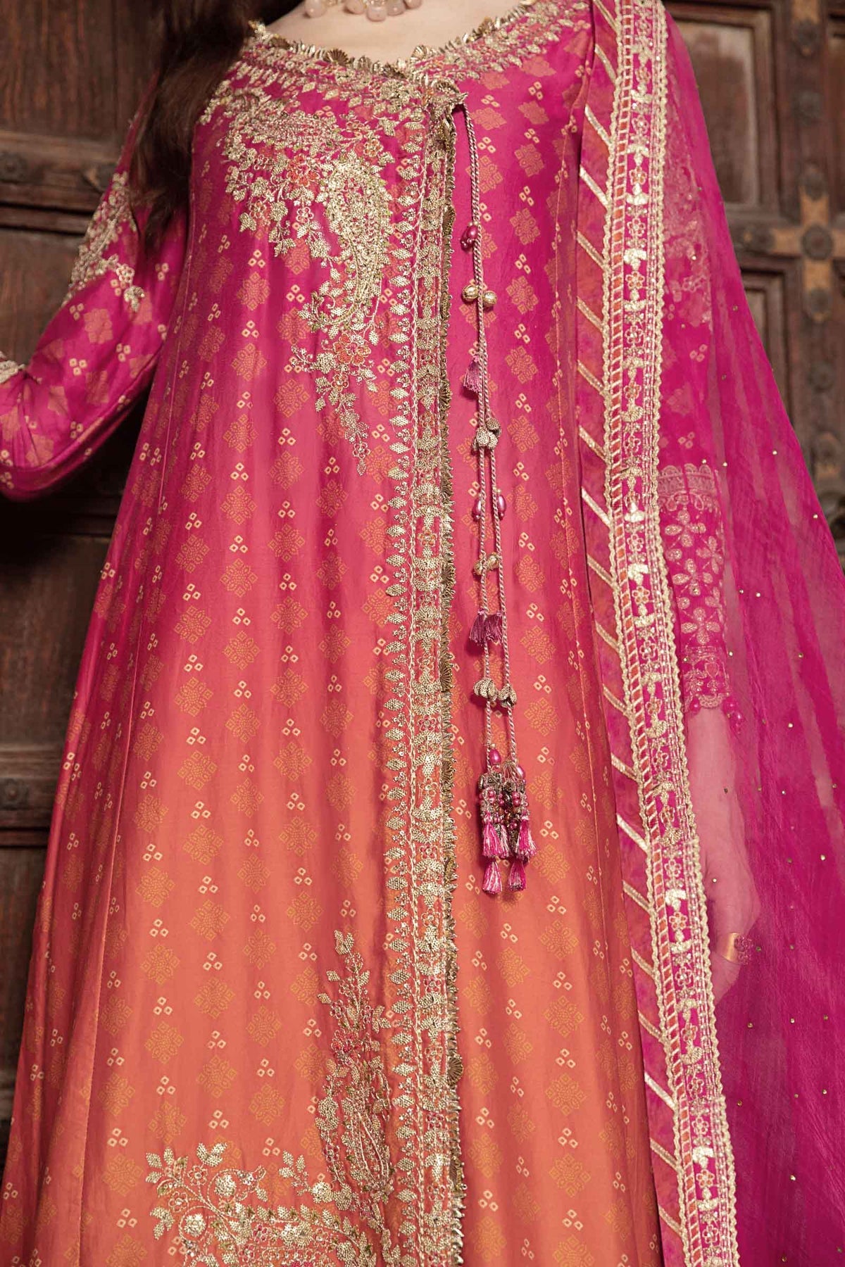 Buy Now, D#9 - Fuschia Pink - Maria. B Sateen 2023 - Wedding and Bridal Party Dresses -  Pakistani Festive wear - Maria. B in UK - Fall Collection'23